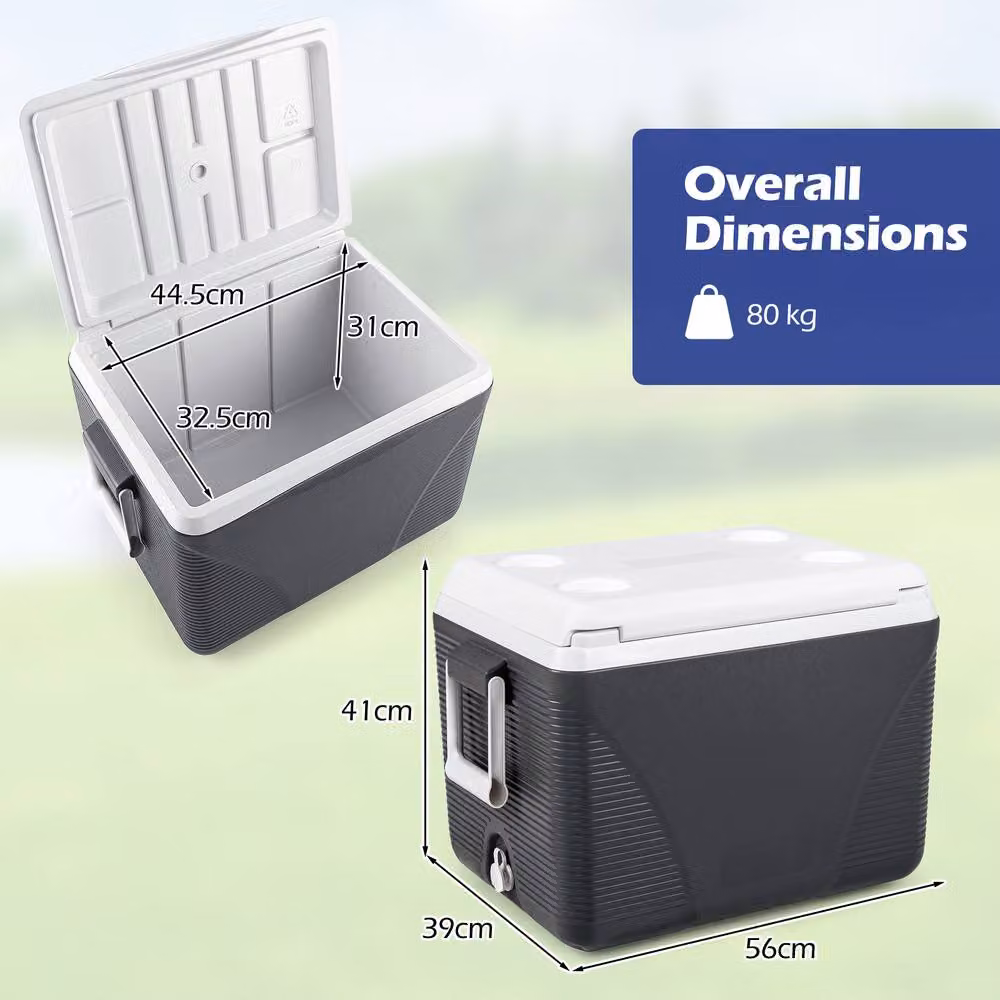 Costway 41L Hard Cooler Insulated Ice Chest with 4 Cup Holders, Black – 2