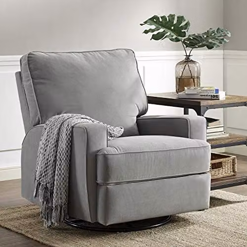 DHP Baby Relax Rylan Swivel Gliding Recliner Chair in Grey, W/D/H: 91 x 83 x 100 cm