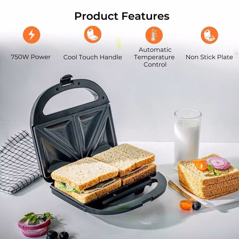 Havendro Small 2 Slice Sandwich Maker and Toaster in Black – 3