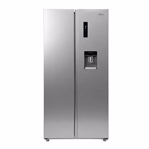 Willow 430L Side by Side American Style Fridge Freezer in Silver with Total No Frost and Water Dispenser