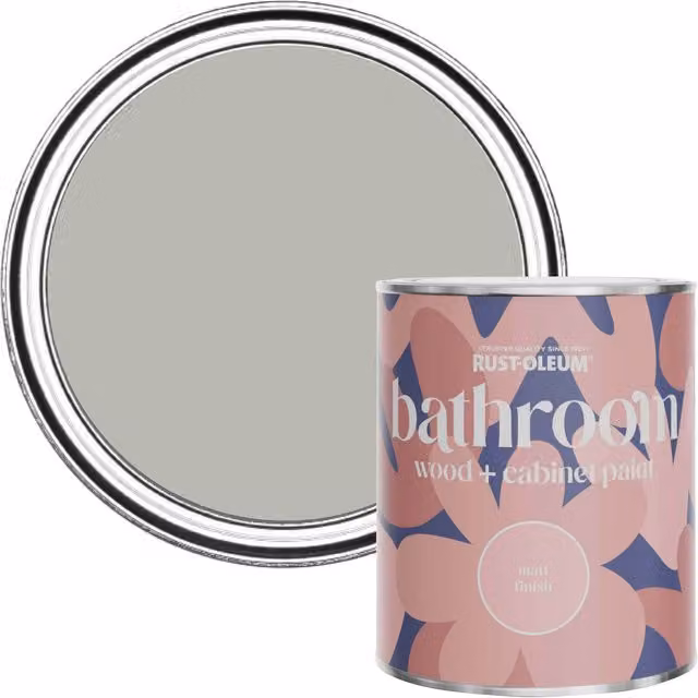 Rust-Oleum Grey Moisture Resistant Bathroom Wood and Cabinet Paint in Matt Finish, Grey Tree, 750ml