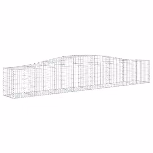 vidaXL 20-piece Arched Gabion Baskets in Silver Galvanised Steel, W/D/H: 400 x 50 x 60/80 cm