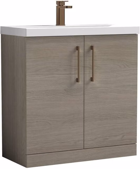 Balterley Solace Oak 2-Door Freestanding Bathroom Vanity Unit with Basin in Brown – 1