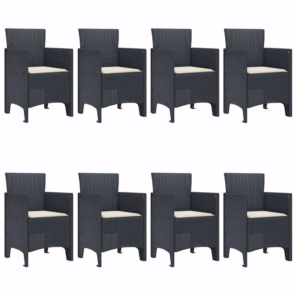 Berkfield Home 9 Piece Anthracite Poly Rattan Garden Dining Set with Cushions – 3