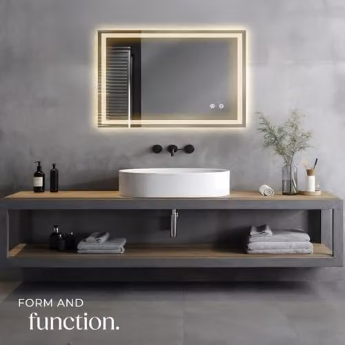 tectake LED Bathroom Mirror with CCT and Dimming Function in White or Grey, W: 50 cm, H: 70 cm – 5