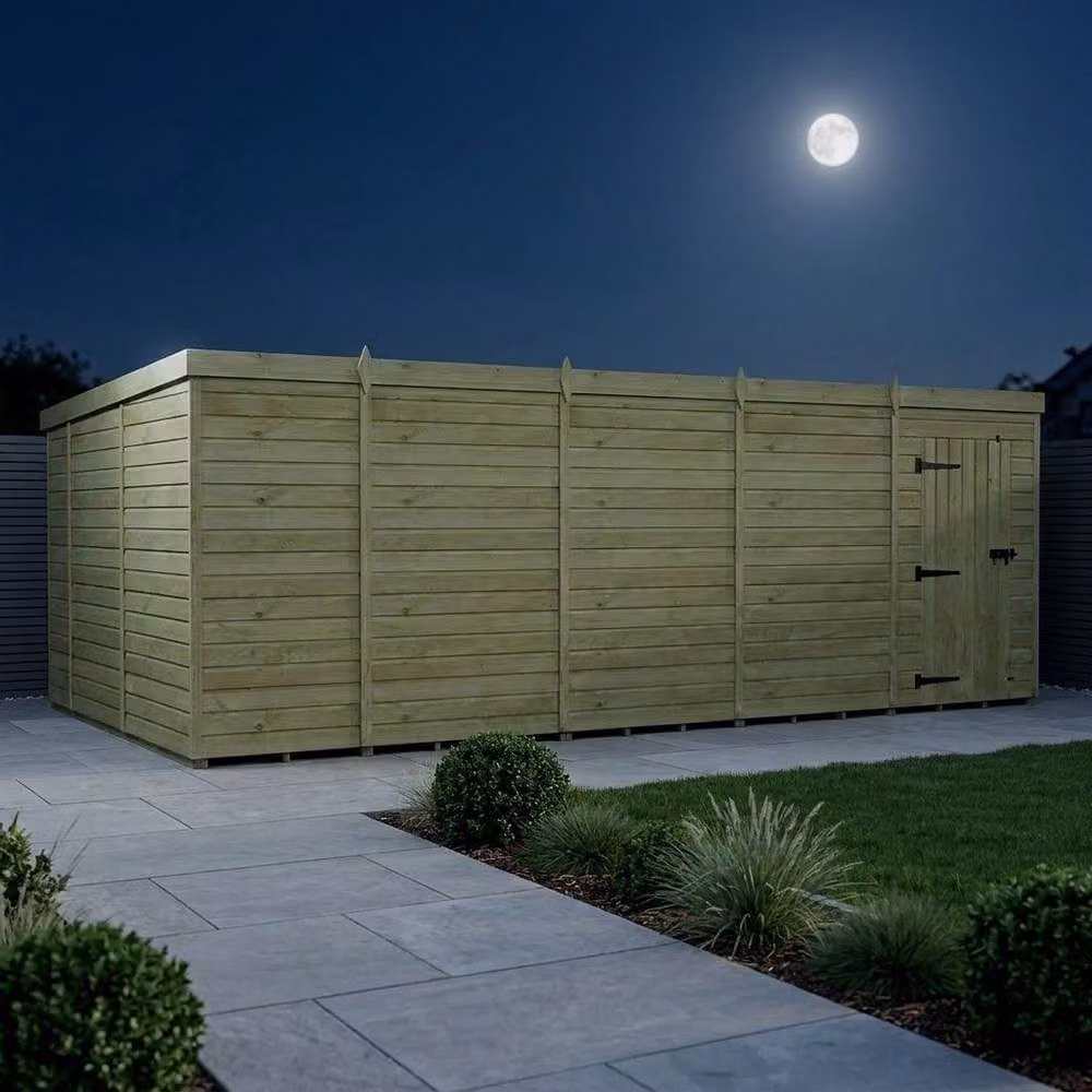 Buttercup Farm Brown Timber Pent Garden Shed with Single Door and No Windows W: 305 cm, D: 305 cm, H: 210 cm – 3