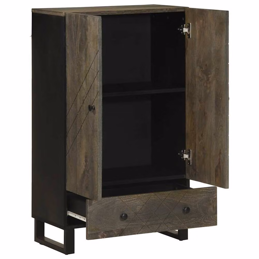 Berkfield Home Black Mango Wood Highboard W/D/H: 60 x 33 x 100 cm – 3