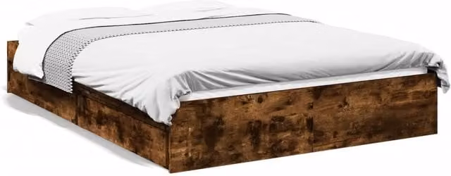 Berkfield Home Modern Bed Frame with Drawers in Smoked Oak Brown, W: 140 cm, D: 200 cm