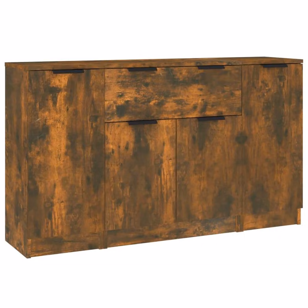 Berkfield Home 3-Piece Sideboard Set in Smoked Oak Brown Engineered Wood – 2