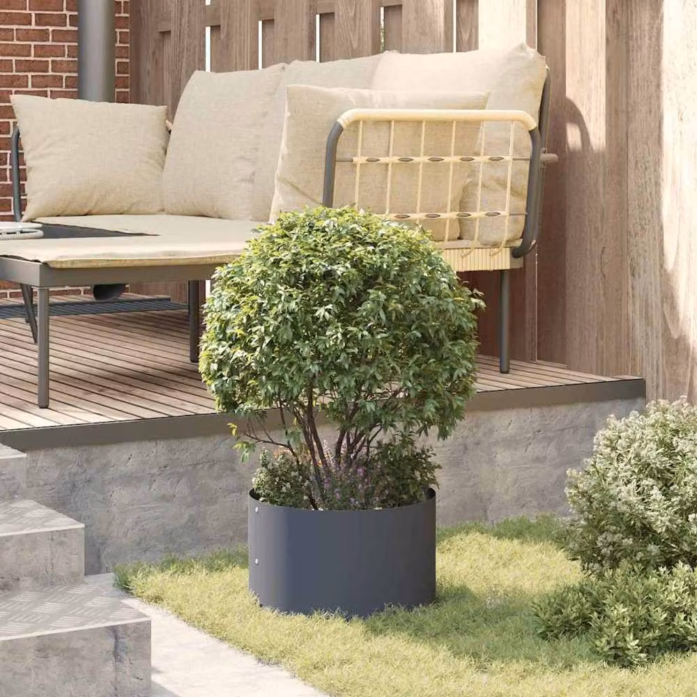 Berkfield Home Modern Anthracite Metal Decorative Pot with Dark Grey Inlays – 2