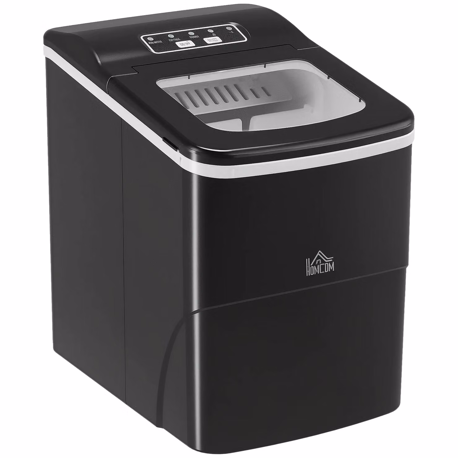 HOMCOM Portable Ice Maker with Digital Display and Ice Scoop, Black, 12kg/24H Production – 3