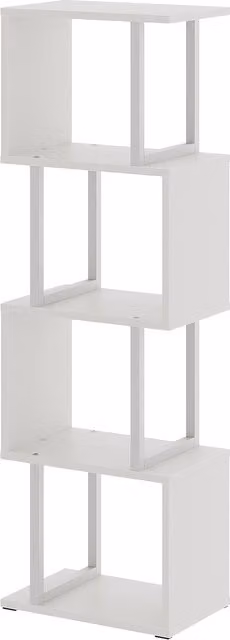 Livingandhome 5-Tier S-shaped Geometric Bookshelf with Integrated LED Lights in White
