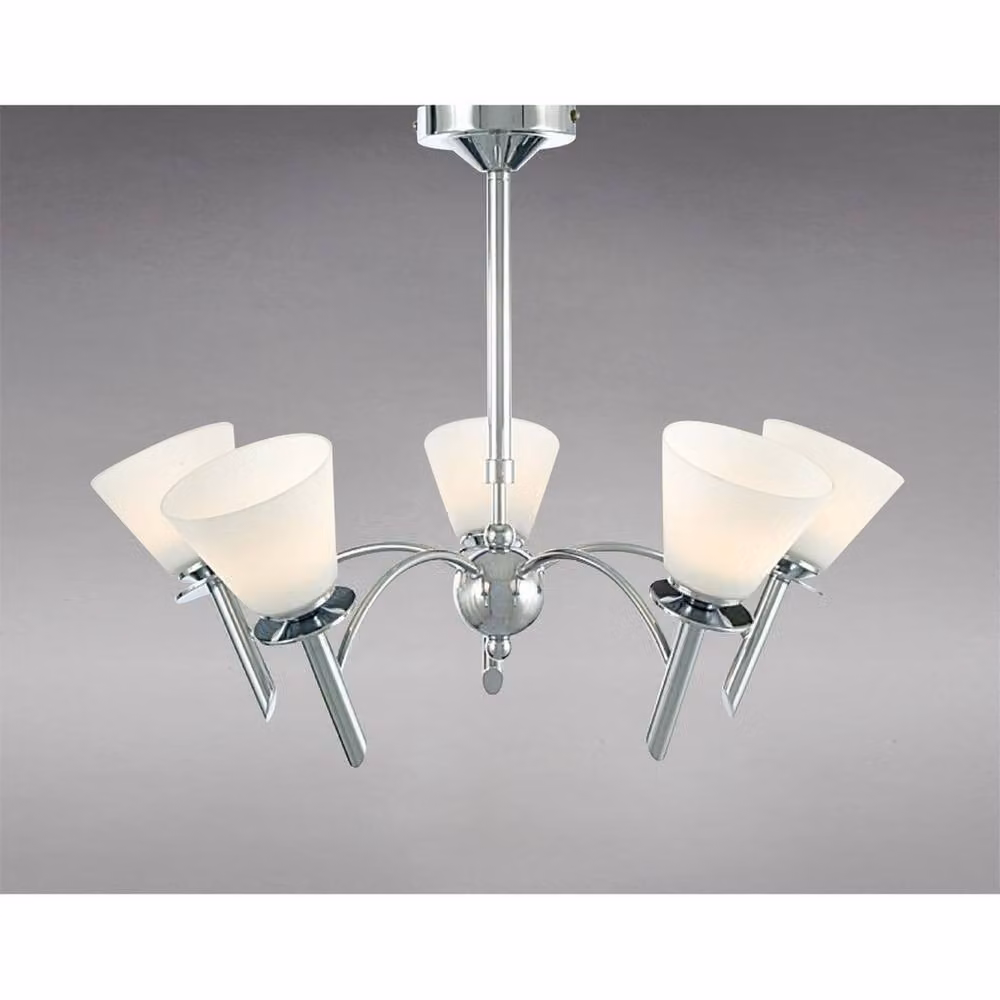 Netlighting Kristina 5-Light Pendant Lamp in Polished Chrome and Grey Glass with G9 Bulbs – 2