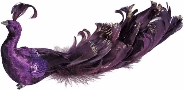 KDMD Purple Velvet Peacock Christmas Ornament, 26 cm