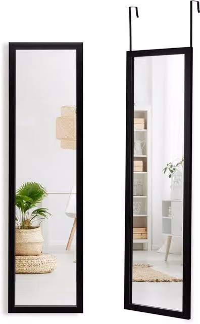 Costway Full Length Mirror, Black Over the Door and Wall Hanging Dressing Mirror – 1