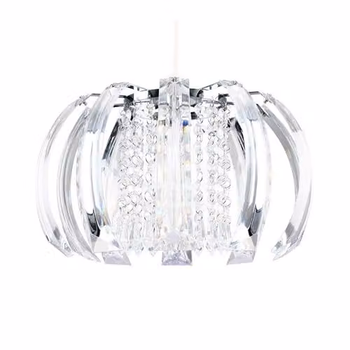 MiniSun Acurva Ceiling Pendant Light with Chrome Finish and Transparent Acrylic Droplets – 1