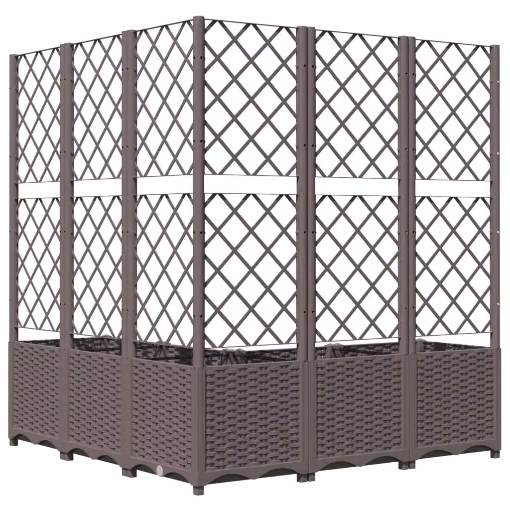 Berkfield Home Garden Planter with Trellis in Brown, W/D/H: 120 x 120 x 136 cm – 4