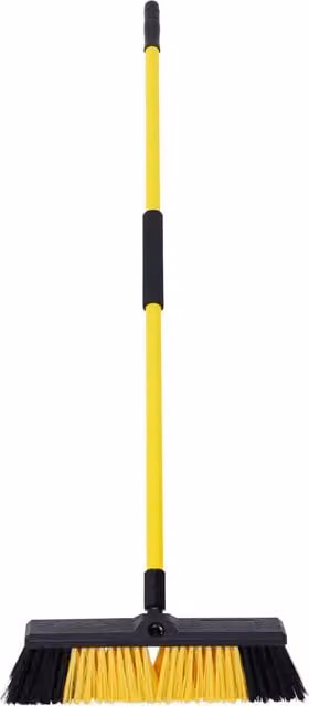 Bulldozer Dual Fill Steel Broom with Handle in Yellow