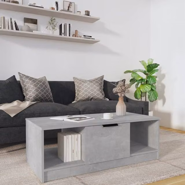 Berkfield Home Modern Rectangular Coffee Table in Grey, W/D/H: 102 x 50 x 36 cm – 1