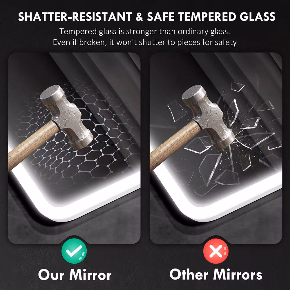 STILVORA LED Bluetooth Bathroom Mirror in Silver – 10