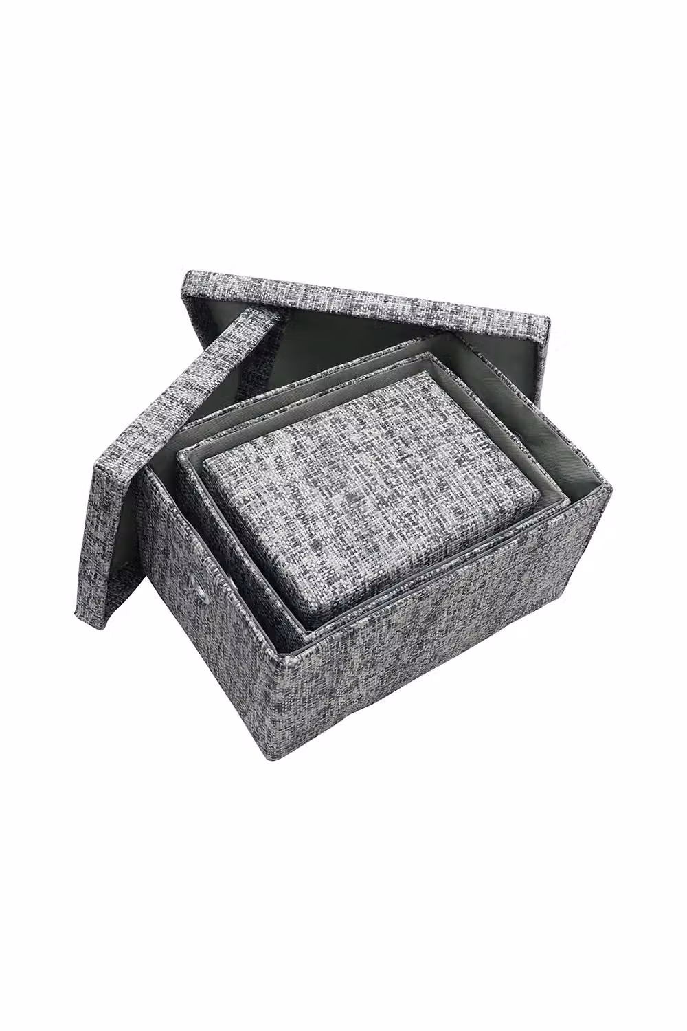 JVL Urban Set of 3 Rectangle Paper Storage Baskets in Grey – 4