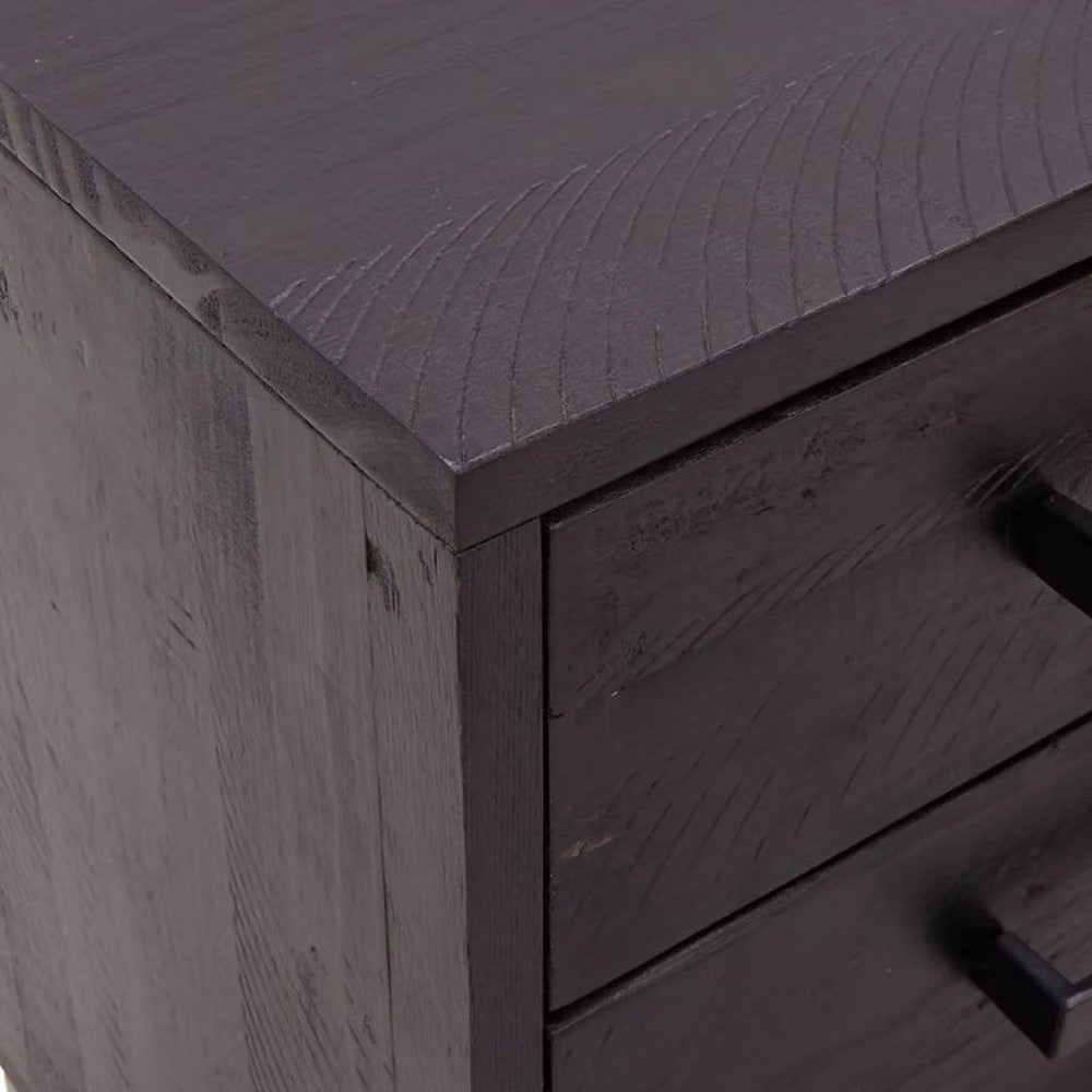 Berkfield Home Black Vintage Solid Pinewood Bedside Cabinet W/D/H: 36 x 30 x 45 cm – 4
