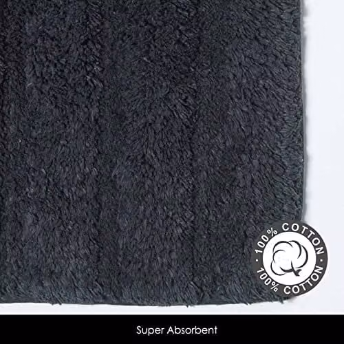 Homescapes Spa Supreme Luxury Black Cotton Bath Mat and Pedestal Set, W/D/H: 50 x 80 cm and 50 x 55 cm – 4