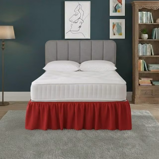 Snug City Red Polycotton Divan Bed Base Valance Sheet, King Size