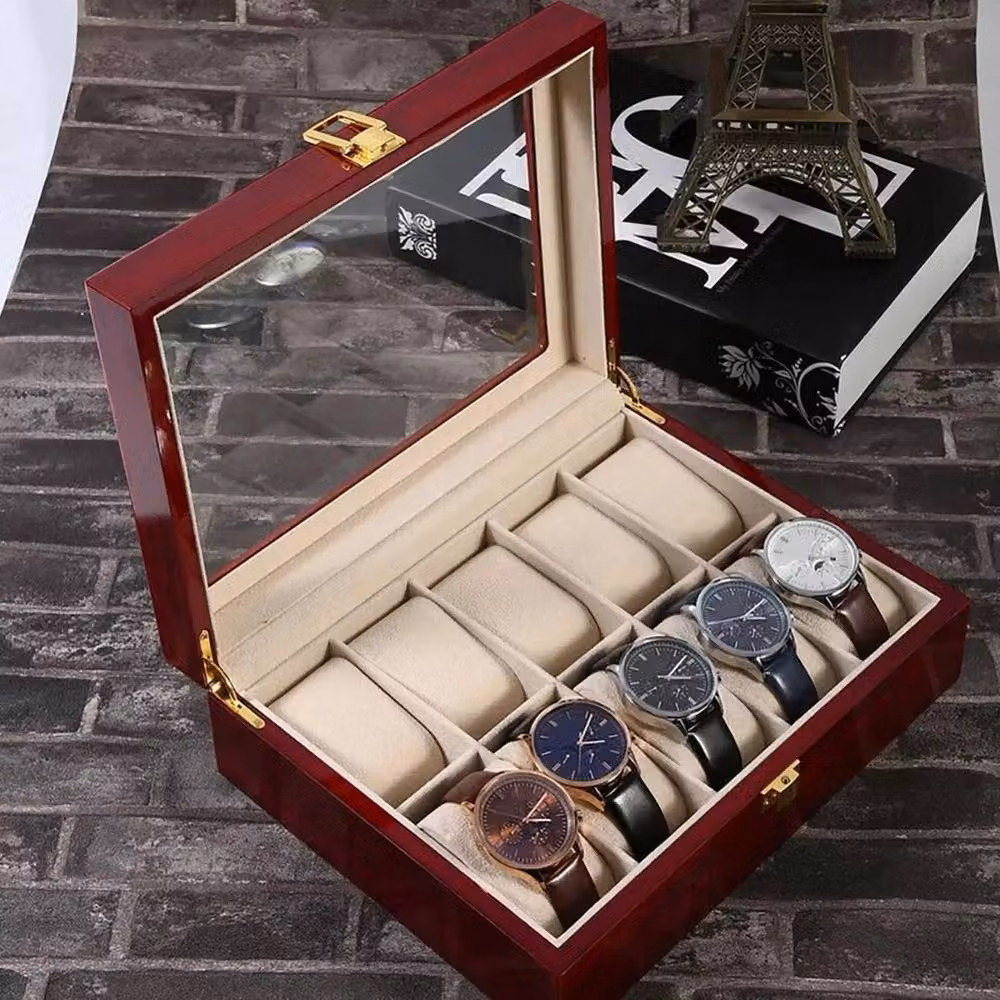 Kelvenix 10-Slot Watch Display and Jewelry Storage Box in Brown and Gold – 4