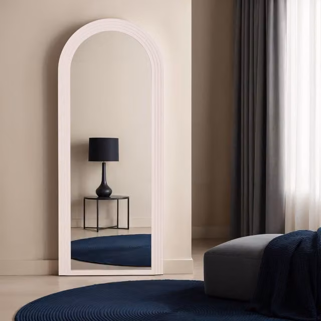 Home Garden Direct Large Arch Freestanding Floor Standing Mirror in Beige, W: 70 cm, H: 170 cm