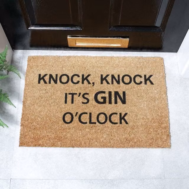 Artsy Mats Knock Knock It's Gin O'Clock Brown Coir and Natural Rubber Doormat