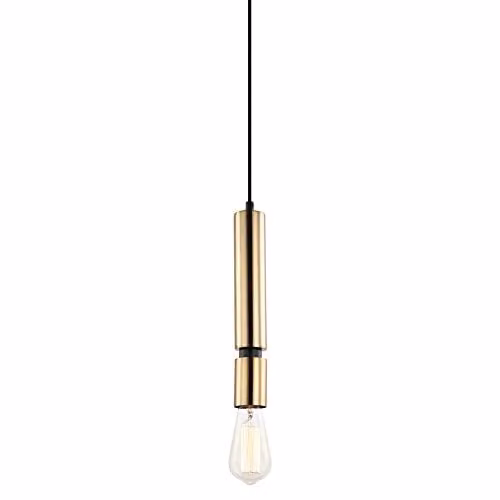 Italux Torla PEN-5041-1-BKBR Modern Cylinder Pendant Light in Black and Gold/Brass with E27 Socket