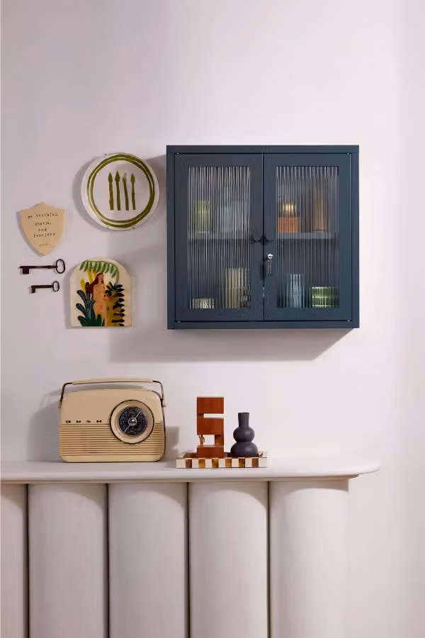 Mustard Made The Kit Wall Mounted Cabinet in Slate Grey with Glass Doors and Internal Shelves, W/D/H: 60 x 18 x 57 cm – 2