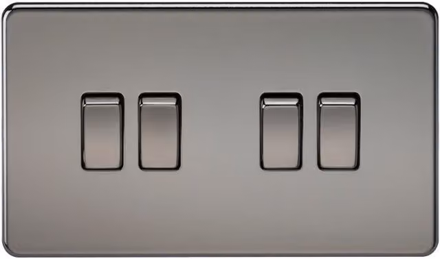 Knightsbridge Screwless 10AX 4G 2-Way Flush Switch in Black Nickel
