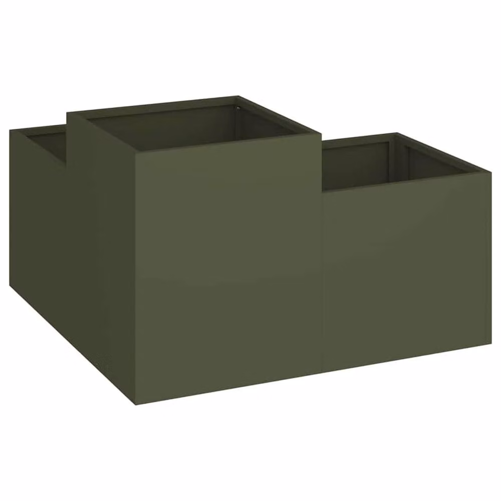 Berkfield Home Steel Garden Planter Tub in Green, W/D/H: 80 x 80 x 48 cm – 3