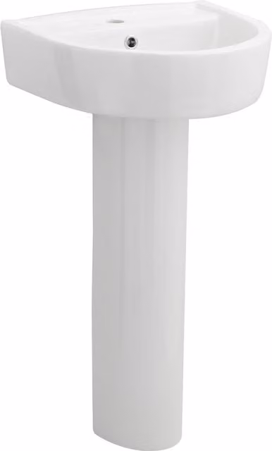 Balterley D-Shaped 1 Tap Hole Basin and Full Pedestal in White, W: 42 cm, D: 38 cm, H: 82.5 cm