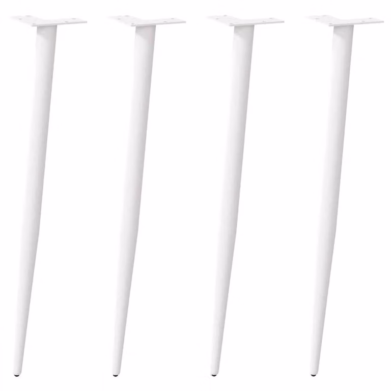 Berkfield Home Modern Conical Coffee Table Legs, 4 Pieces, White Steel, Height: 72.5 cm