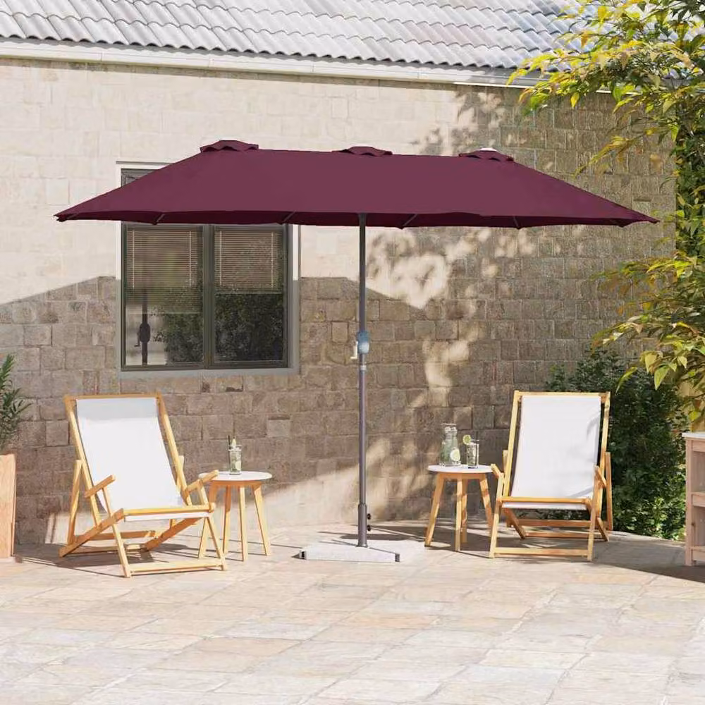 Berkfield Home Modern Folding Garden Parasol in Red, W/D/H: 380 x 196 x 235 cm – 2
