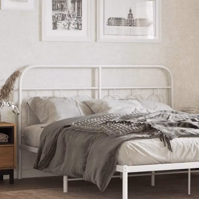 Berkfield Home Classic Metal Headboard in White, 150 cm – 1