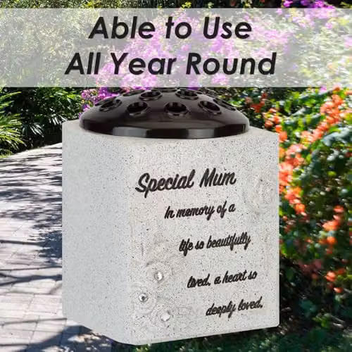 VFM e-Store Memorial Flower Pot Ornament, Grey, W: 14 cm, D: 13.5 cm, H: 13.5 cm – 4