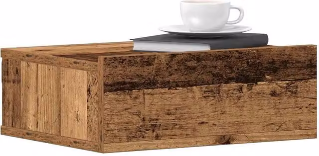 Berkfield Home Floating Nightstand in Brown Old Wood, W/D/H: 40 x 32 x 15 cm – 1