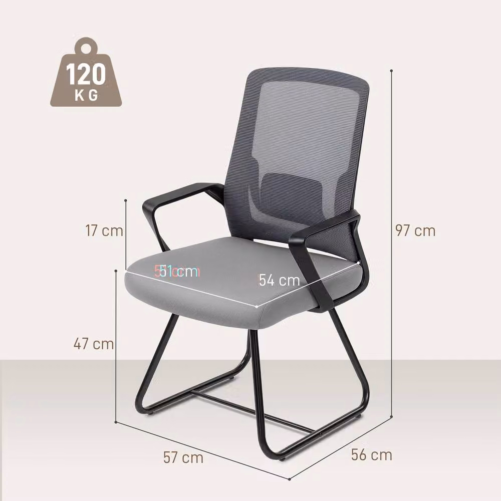 STILVORA Modern Grey Fabric Task Chair with Armrests and Metal Frame – 3