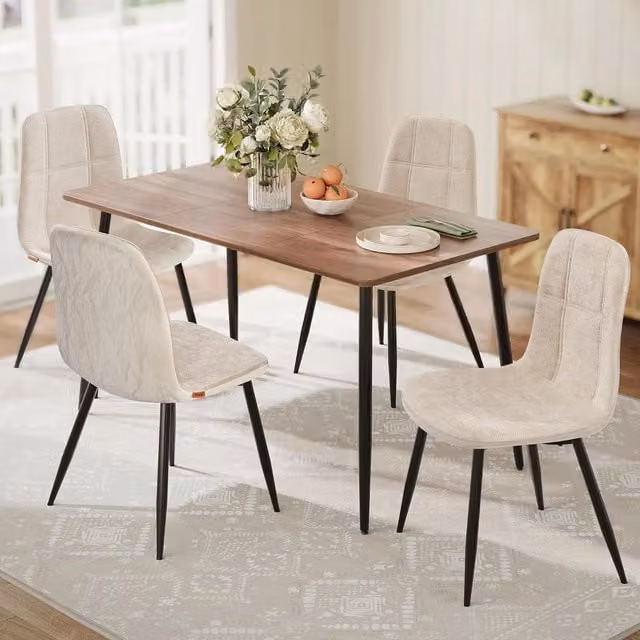 VASAGLE Set of 4 Modern Upholstered Velvet Dining Chairs in White