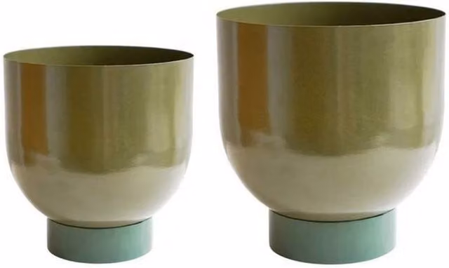 Lemon Pavilion Furniture and Decor Austin Dual Metal Planters (Set of 2) - Green