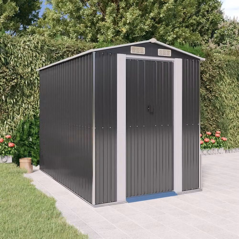 Berkfield Anthracite and Black Galvanised Steel Gable Garden Shed W: 274 cm, D: 192 cm, H: 223 cm – 2