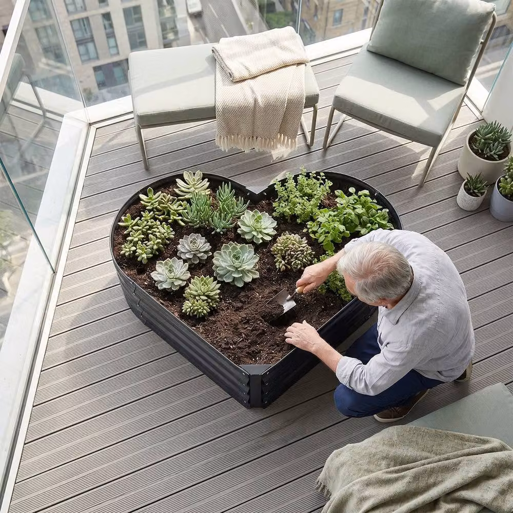 Living and Home Galvanised Steel Raised Garden Bed in Anthracite Grey, W: 108 cm, D: 28.5 cm – 3