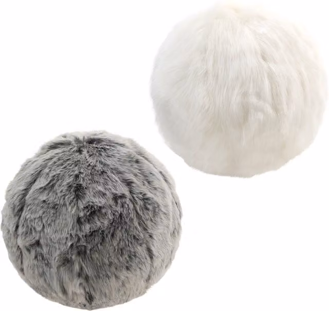 ICON Pack of 2 Round Faux Fur Cushions in Grey and White