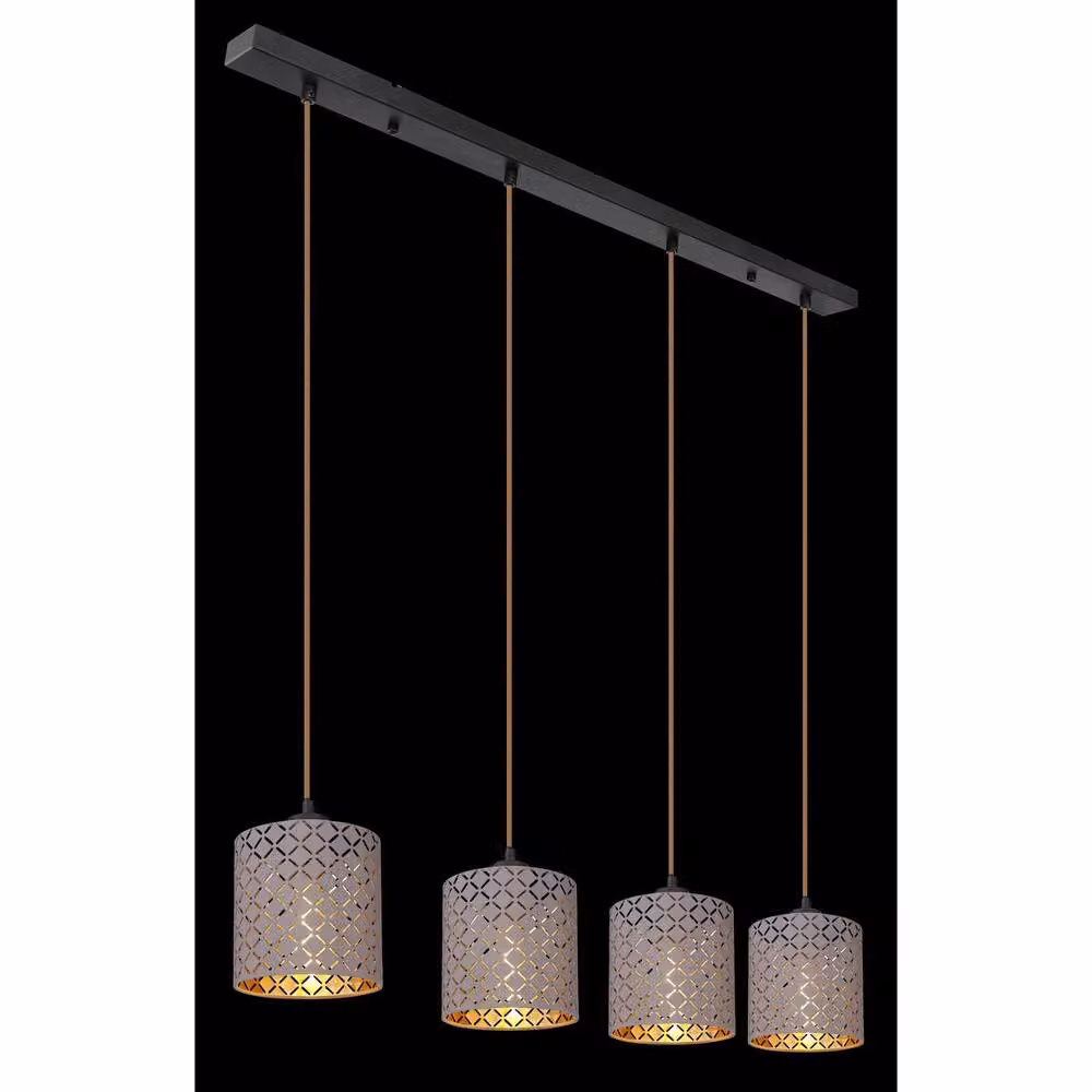 Globo Lighting Cindy Bar Pendant Ceiling Light in Black and Grey with 4x E27 Sockets – 2