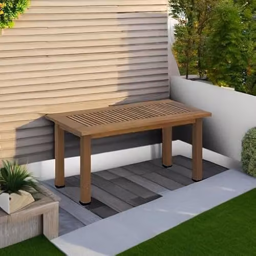 Furinno TIOMAN Natural Teak Oil Outdoor Side Table for Garden and Terrace, W/D/H: 89.4 x 43.9 x 42.9 cm – 4