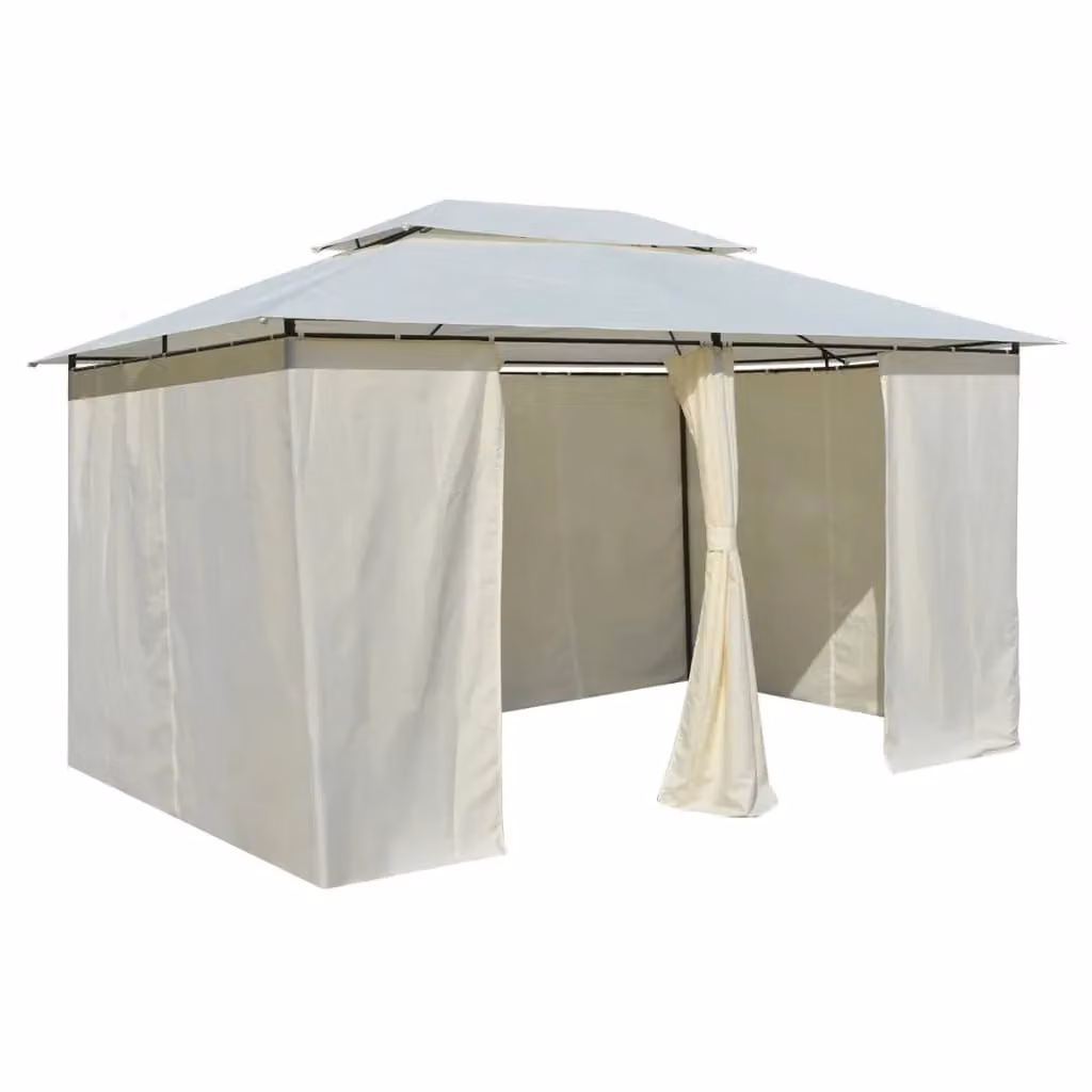Berkfield Home Garden White Hip Marquee with Curtains W: 4 m, D: 3 m, H: 3 m